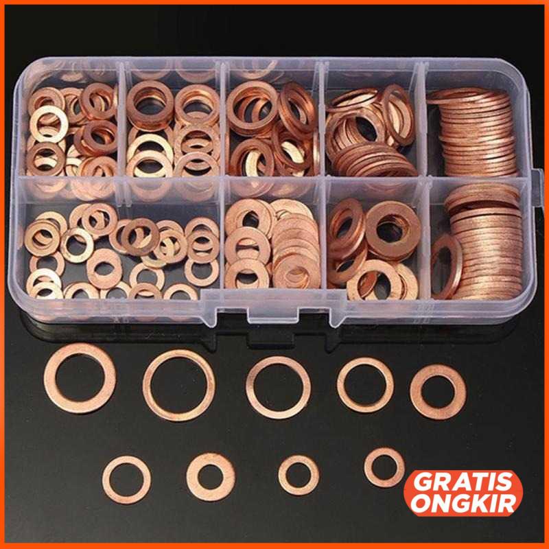 Ring Baut Gasket Bolt Nut Flat Ring Tembaga 200PCS ELC755