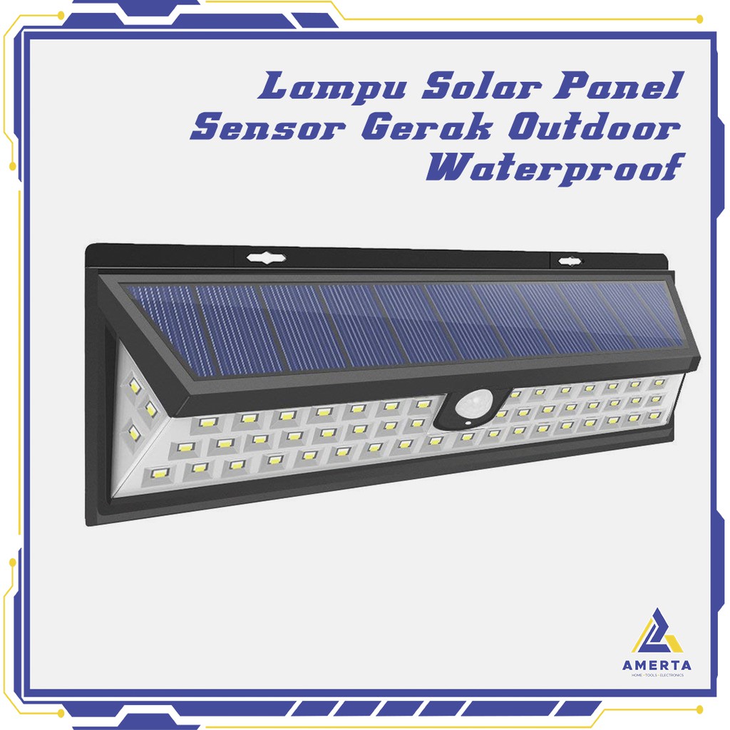 Lampu Solar Panel Sensor Gerak Outdoor 54 LED Waterproof - Black