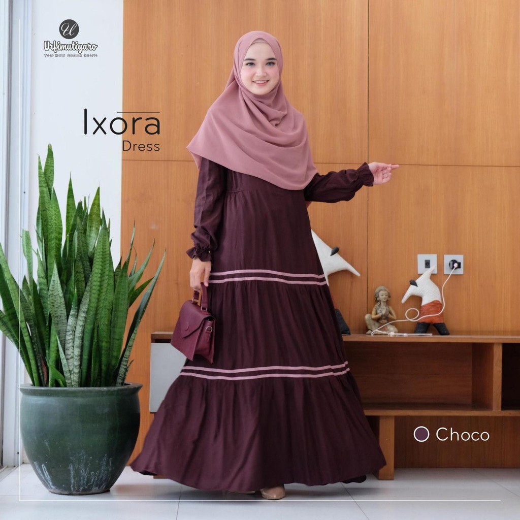 TOKOPIENA- BESTSELLER IXORA DRESS BY URFIMUTIYARO GAMIS SYARI BUSUI FRIENDLY WUDHU FRIENDLY