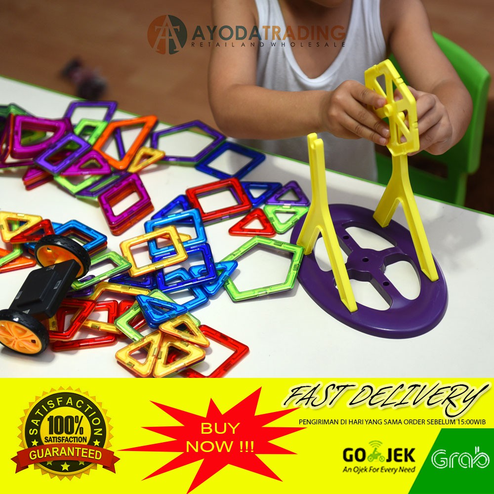 Magnetic Building Blocks Compatible with Magformers 60pcs