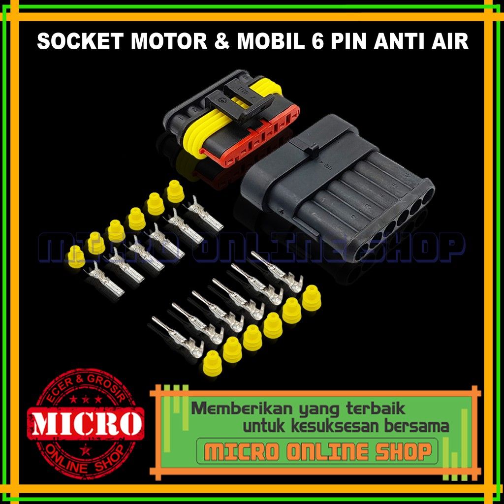 Soket Motor 6 Pin Anti Air - Soket Mobil 6 Pin anti Air Waterproof Socket Motor 6 Pin Waterproof