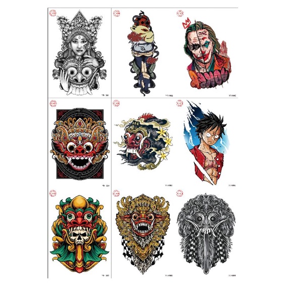 Tatto temporary Leak Yakuza naruto BARONG BALI JOKER luppy Takeshi