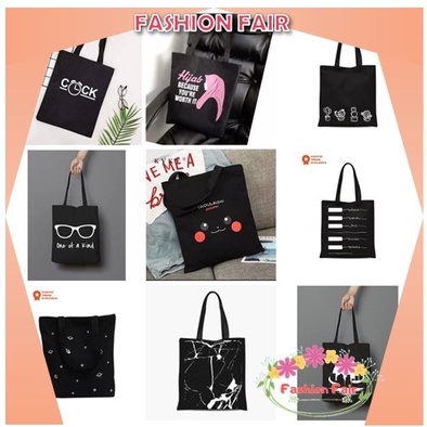 Fashion Fair - (E) Totebag (PAKAI PEREKAT ) Tote bag GAMBAR UNIK kpop murah wanita custom motif