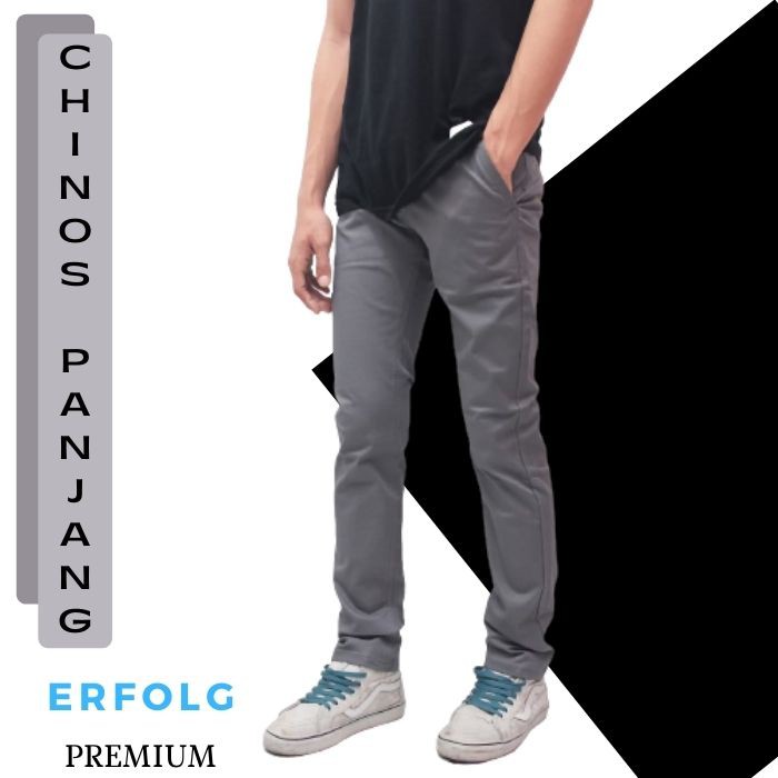 Celana Chino Pria Panjang Cino Formal Skinny Cowok Abu Chinos Casual Slimfit Cinos Kanvas Strecht