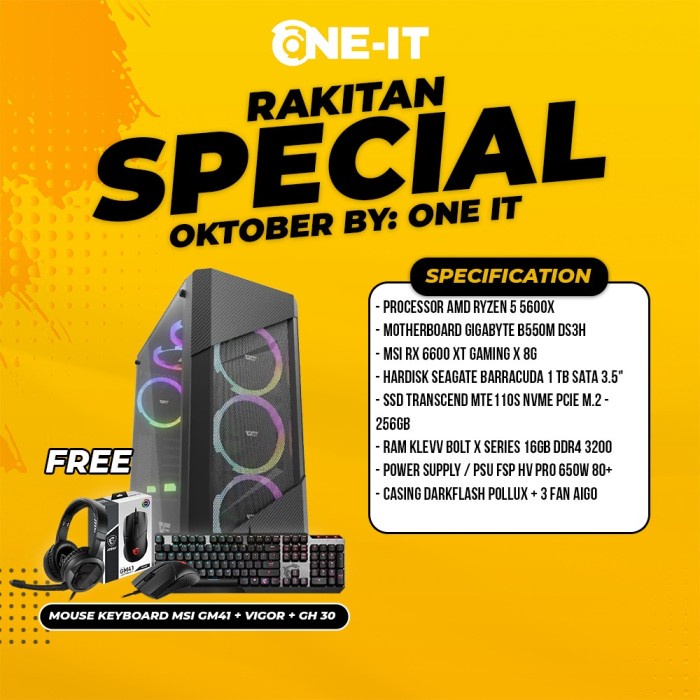 PC SPECIAL RYZEN 5 5600X | RX 6600 XT | RAM 16GB | SDD 256GB