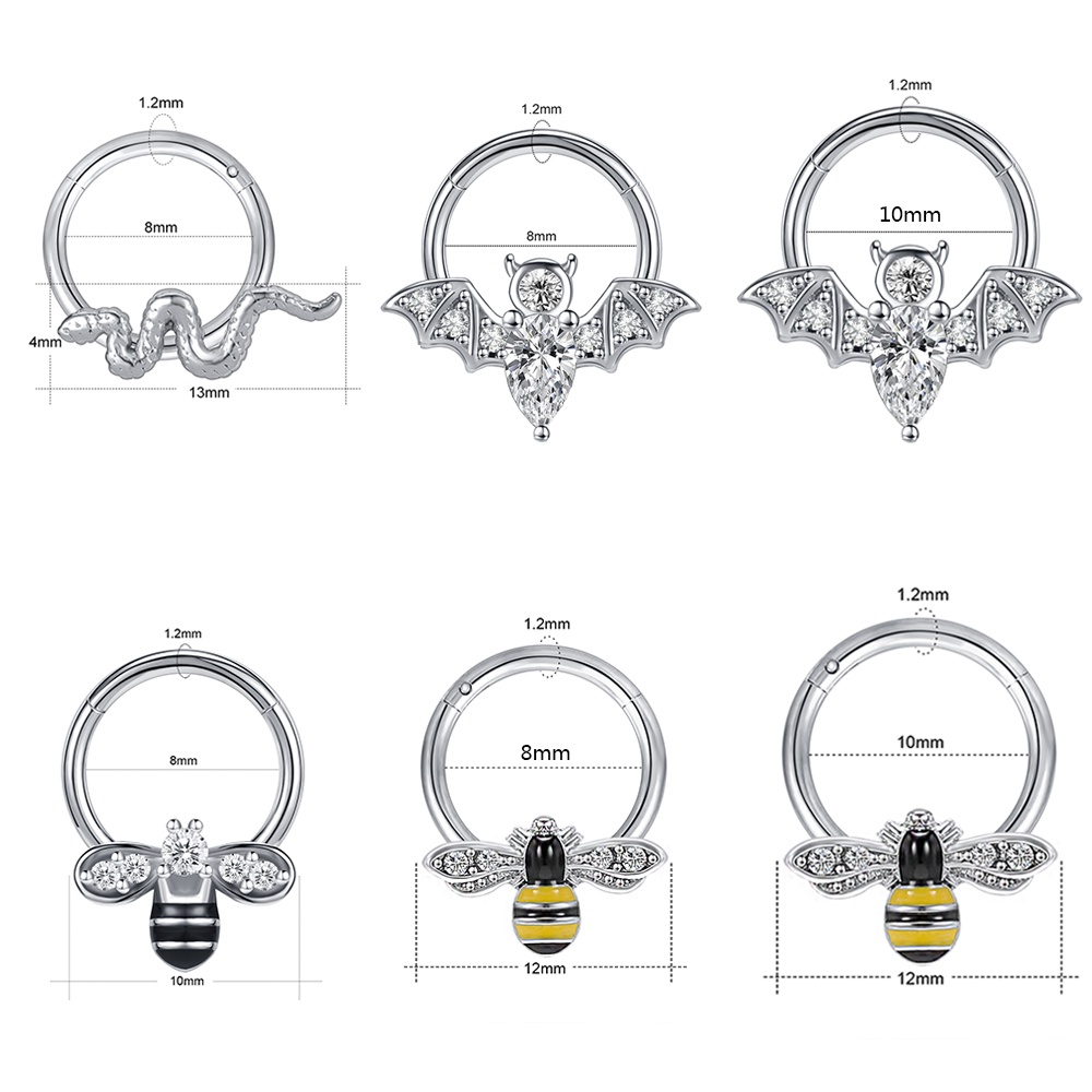 1pc Anting Tindik Hidung / Telinga Desain Kelelawar / Lebah / Ular Bahan Stainless Steel 16g