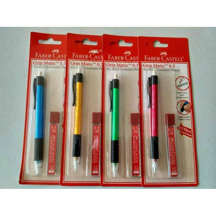 

GROSIR PENSIL MEKANIK FABER-CASTEL GRIP MATIC 05MM 2B + FREE ISI PENSIL LEAD