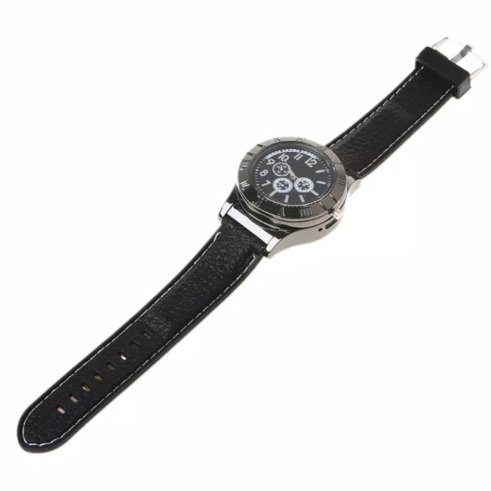 Jam Tangan Pria 2in1 Korek Api Lighter Electric + Charger USB Strap Rubber