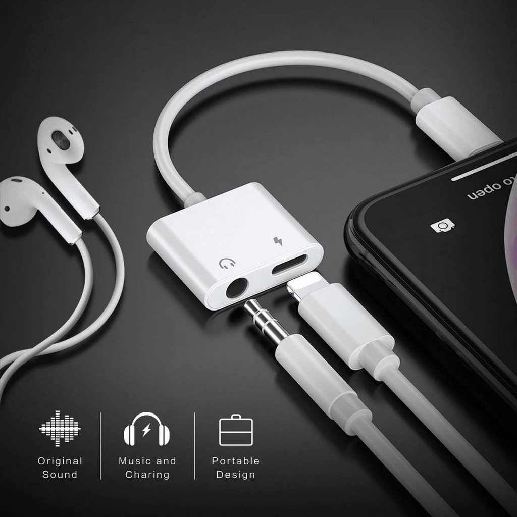 Lightning Iphone To 3.5mm / Dual Lightning Audio &amp; Charge Adapter