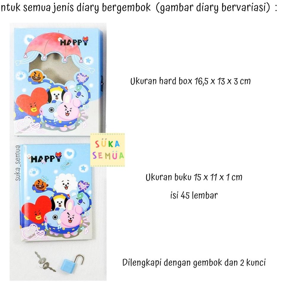 

uap Buku Diary BT21 - BTS dalam box + gembok // Note Book Notebook Buku Catatan Harian Hardbox Tebal Dengan Kunci KPop Army Bangtan Murah Lucu Imut Bagus Karakter Chimmy Tata Cooky Koya - warna pink biru ungu - ( Bandung ) ubyq591