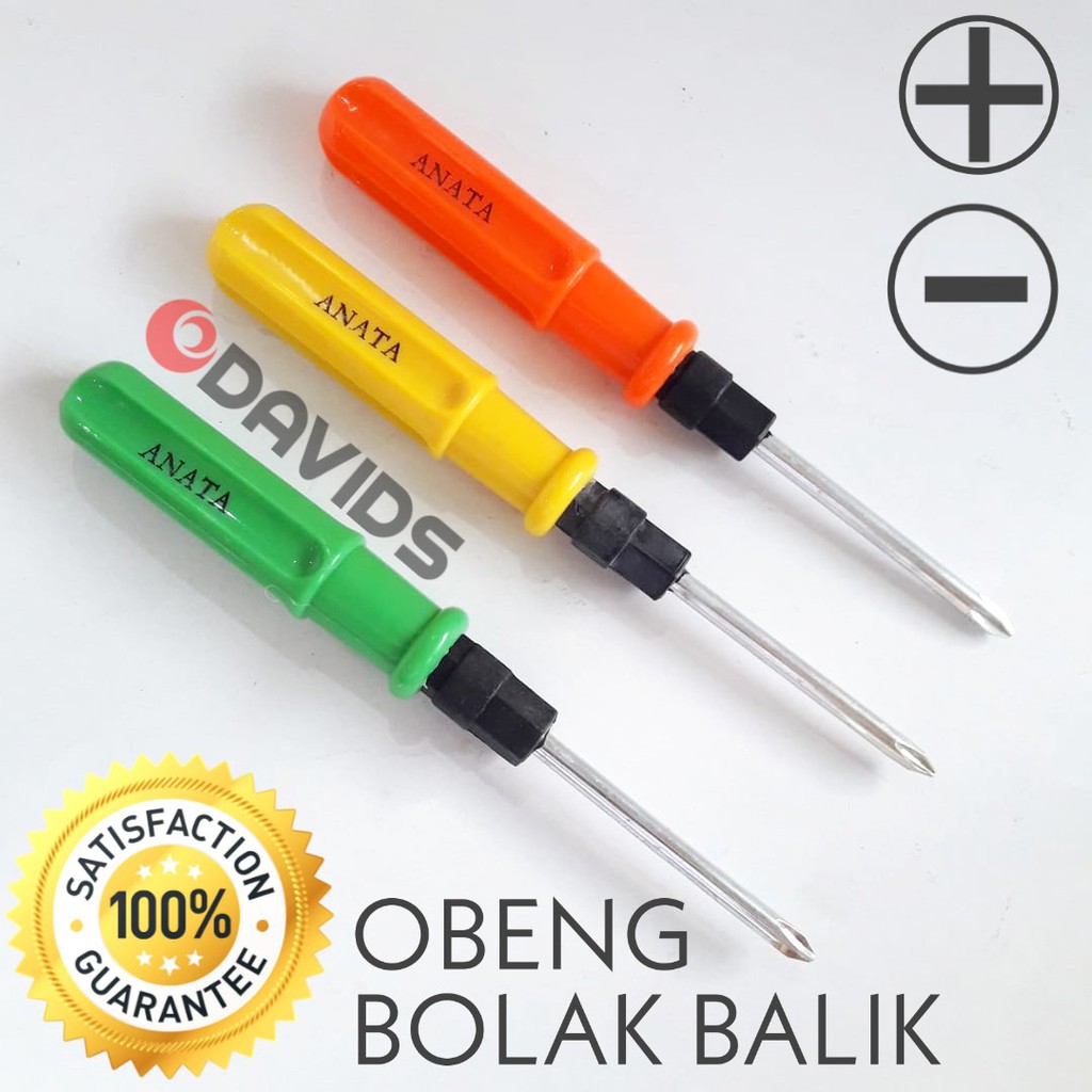 Obeng Bolak Balik Plus Minus Multifungsi Serbaguna Warna Leon