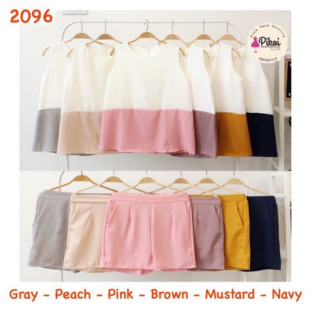 Baju set korea murah / atasan dan bawahan murah / one set bangkok / setelan polos korea murah / 2096