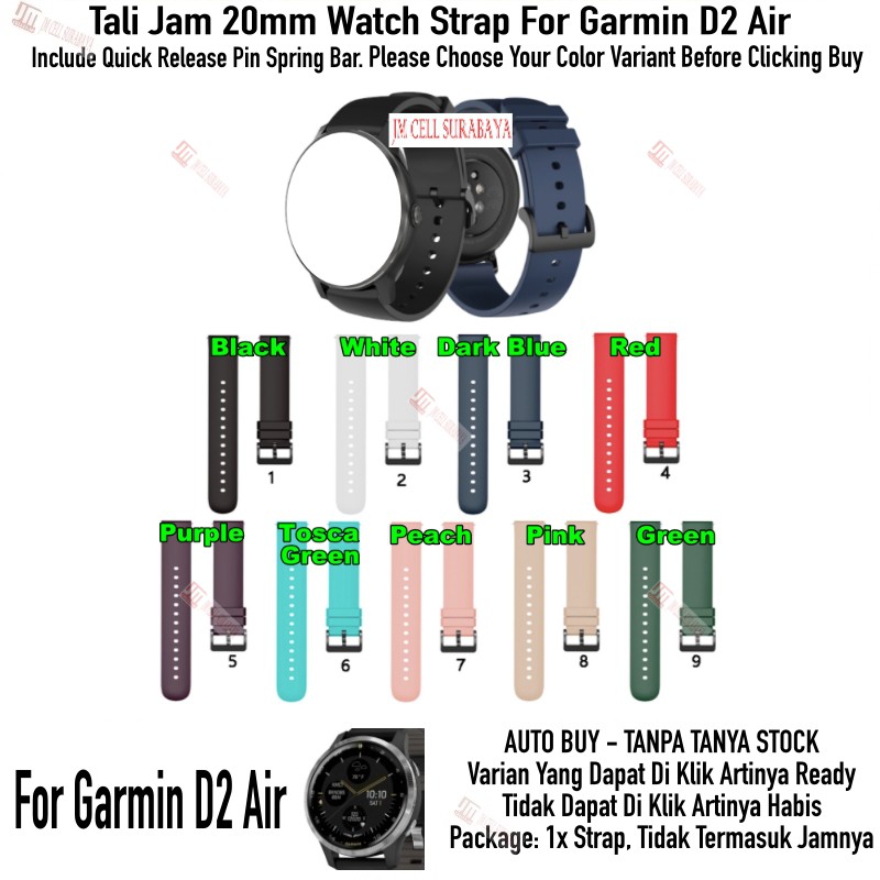 P20Q Tali Jam 20mm Watch Strap Garmin D2 Air - Rubber Silikon Halus