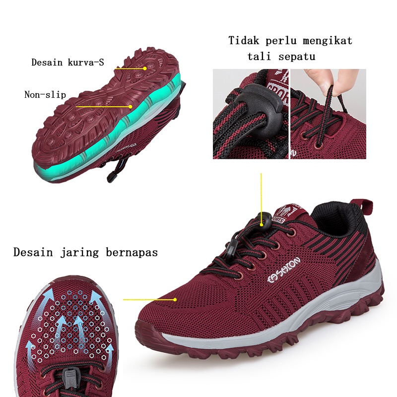 FOKU Sepatu Sneakers Wanita Kasual Sepatu Wanita Luar Bernapas Non-Slip Sport Shoes