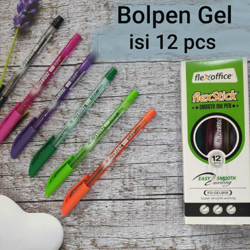 

Pulpen Tinta Hitam Flexstick Smooth Ink Pen - Ball point gel - Bolpen Gel isi 12