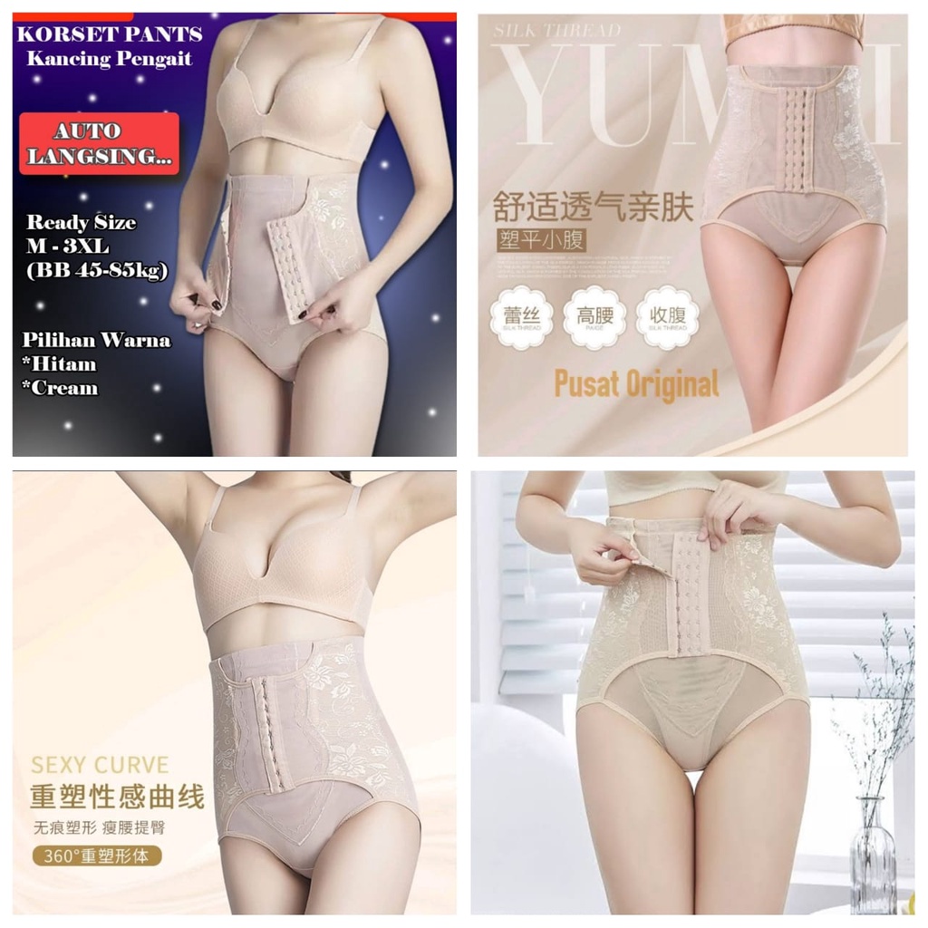 Korset Celana High Waist Pengecil Perut Dengan Kancing Pengait Depan
