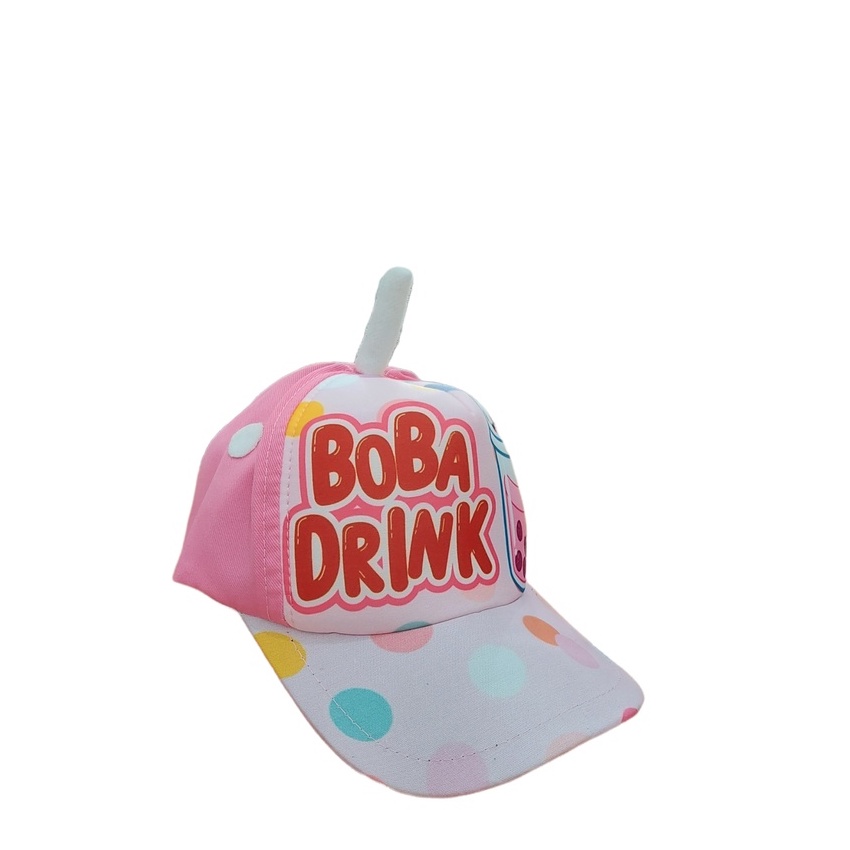 Topi Anak Boba / Topi Print Depan Boba Anak Usia 1-8 Tahun Laki Perempuan Trucker Hat