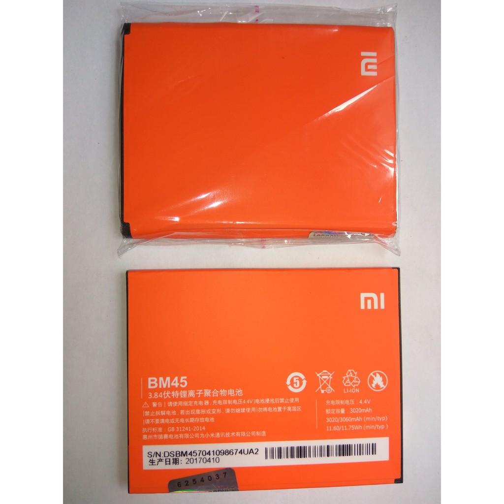 ORIGINAL 100 % batery baterai batere battery XIAOMI Redmi note 2 BM45 GARANSI