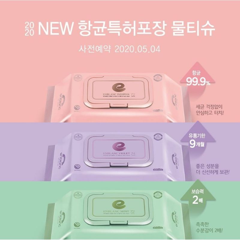 Enblanc 100% Original Tissue Basah Korea Indipink/Violet/Beige Baby Wipes - Tissu