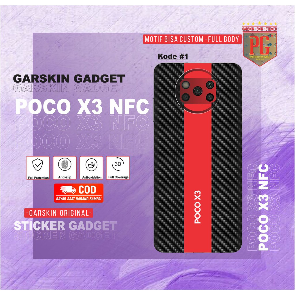Garskin POCO X3 NFC Sticker Garskin Motif Carbon Tone (Isi 2pcs)