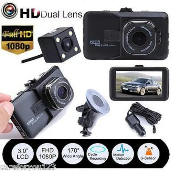 Kamera Mobil / dash cam Camcorder DOUBLE LENSA DEPAN BELAKANG FULL HD