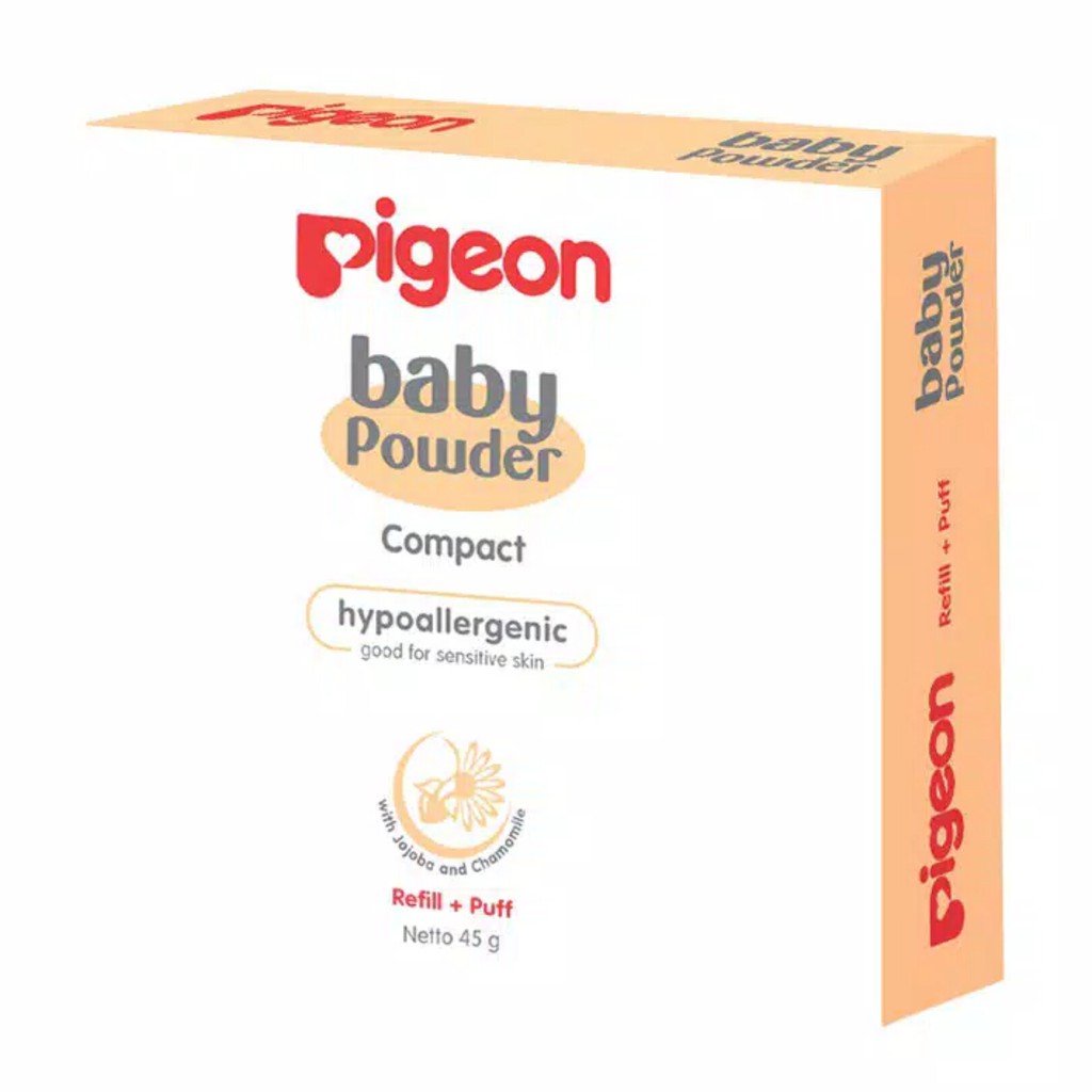 Jual Pigeon Reffil+ Puff Baby Compact Powder Hypoallergenic / Bedak