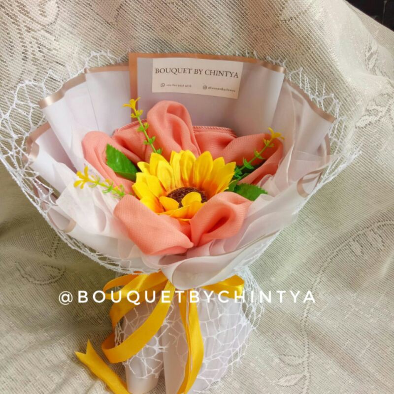 Buket Kerudung Bouquet Hijab Bucket Bunga Hadiah Lebaran Wisuda