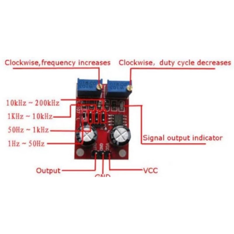 NE555 pulse frequency duty cycle square wave generator ne555