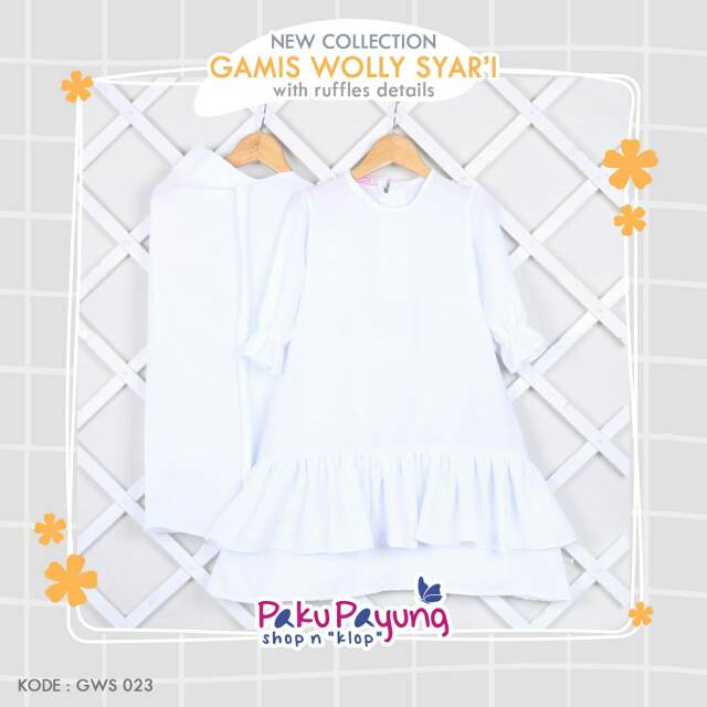 gamis putih set anak paku payung