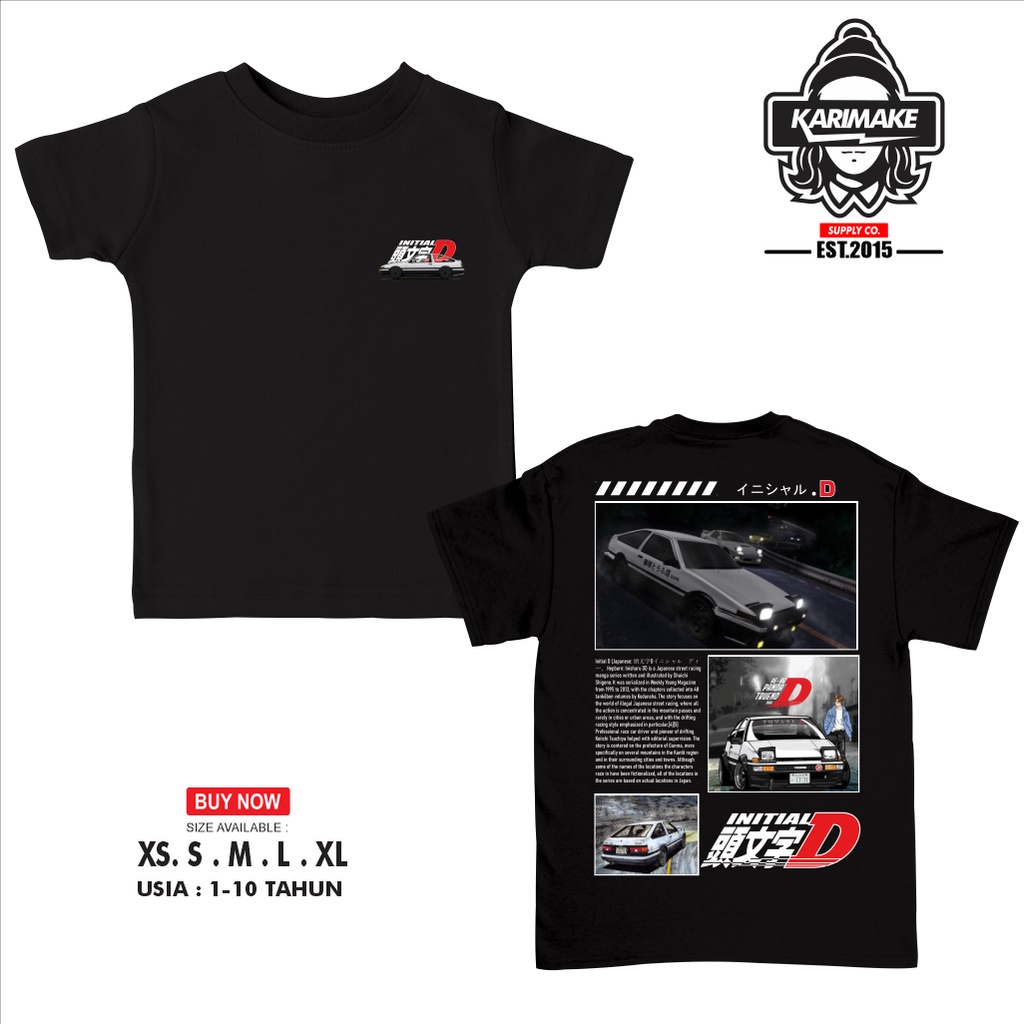 Kaos Baju Anak Toyota AE86 Initial D Kaos Otomotif