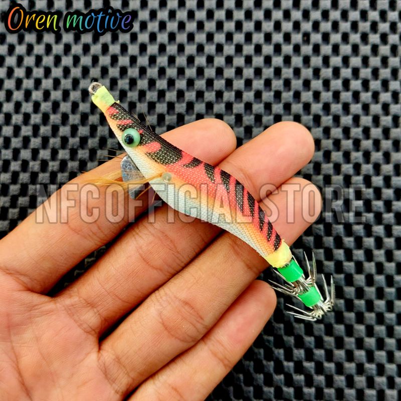 Umpan pancing cumi bentuk udang Egi 8,5 cm 8 gram GID Glow in the dark