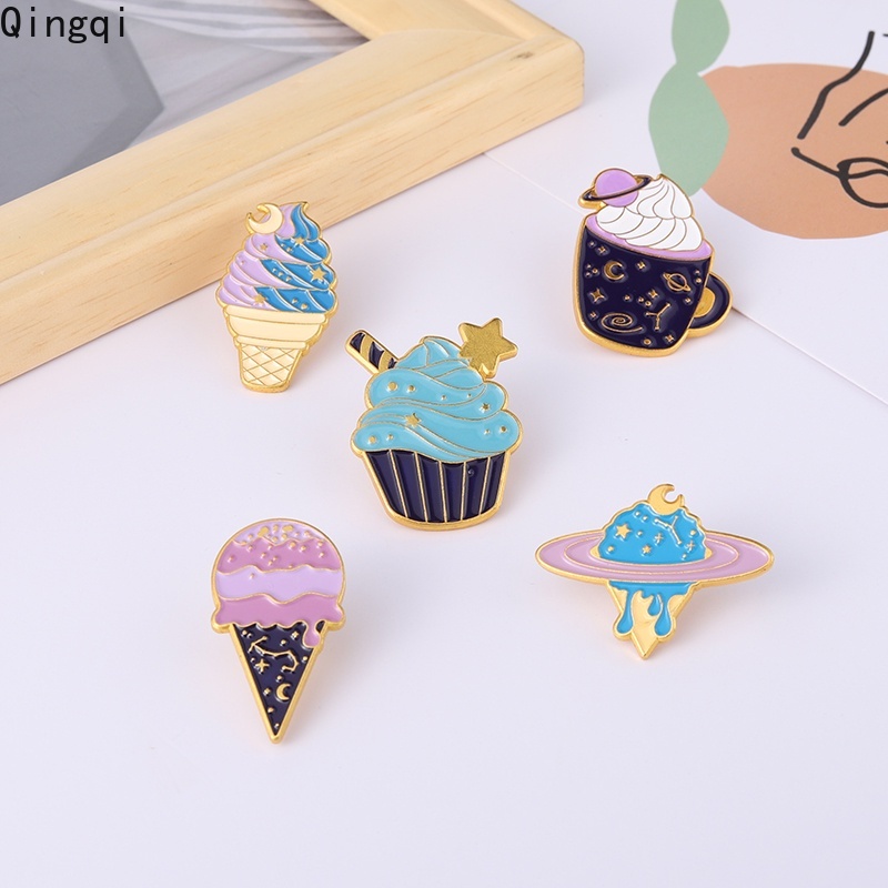 Bros Pin Enamel Bentuk Planet / Es Krim / Dessert Untuk Aksesoris Tas / Pakaian Anak