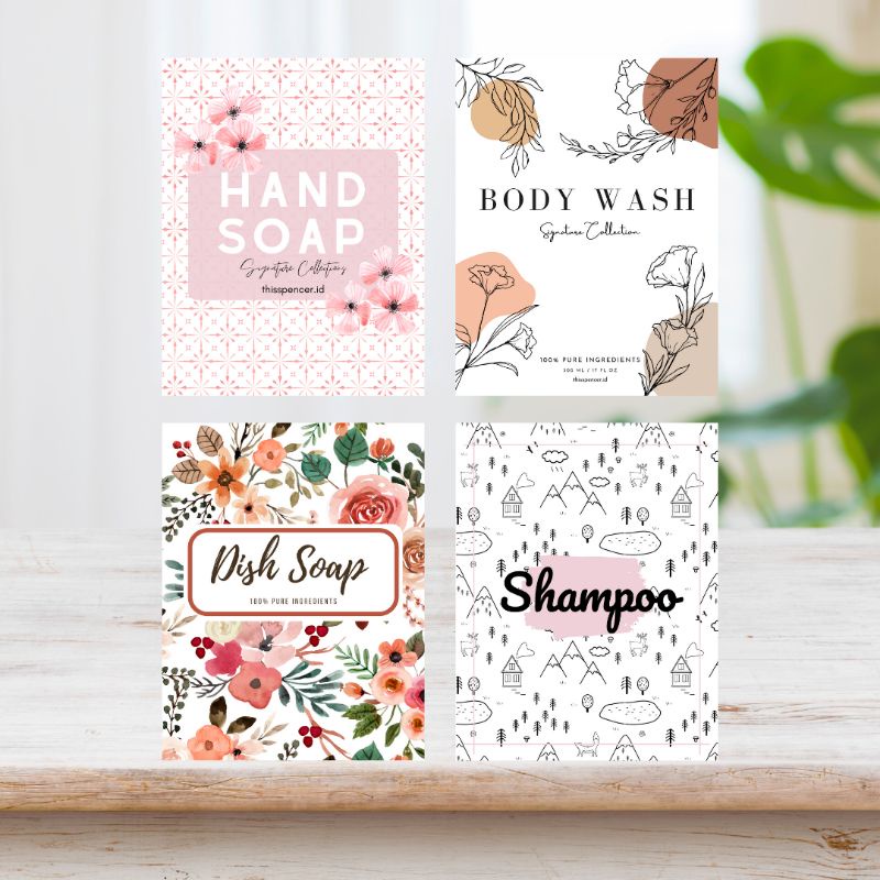 

Sticker Label Sabun Shampoo Dish Soap Hand Soap Aesthetic Nordic Bohemian