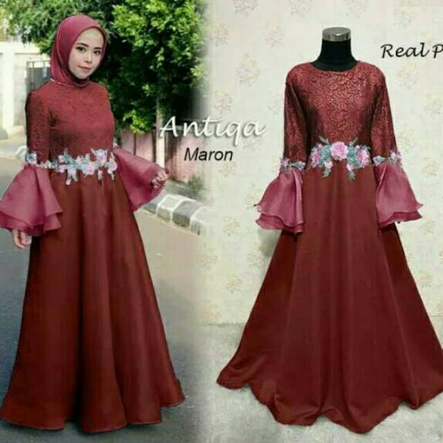 Gamis Antiqa Gamis Pesta Gamis Lengan Model Terompet Dress Baloteli Kombi Brukat Shopee Indonesia