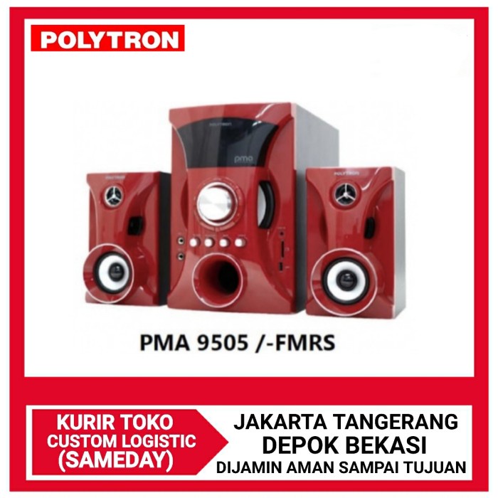 Polytron Multimedia Pma-9505 Bluetooth Speaker Subwoofer Aktif - Merah, No Bubble Wrap