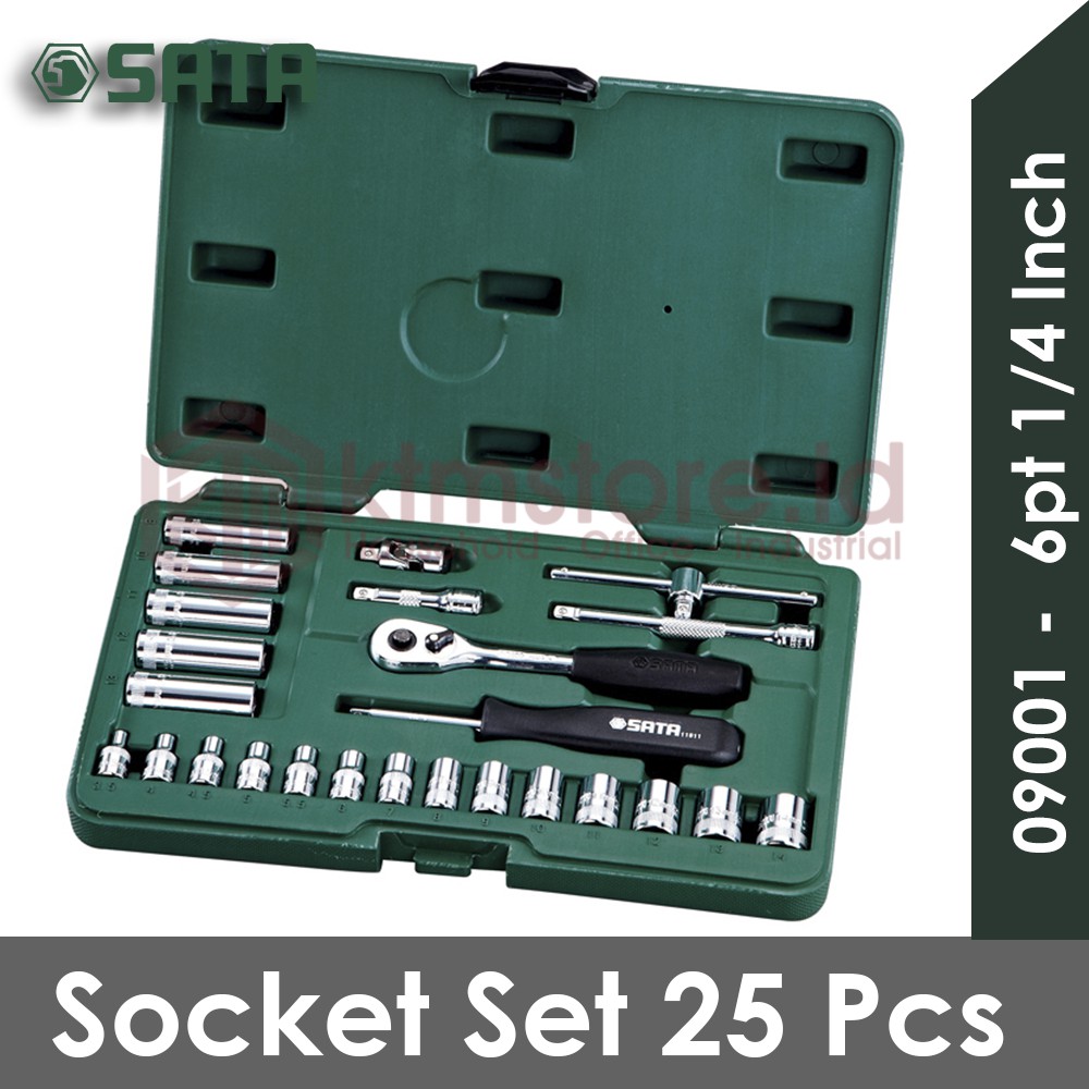 Kunci Socket Set 25 Pcs 1/4 Inch (METRIC) 09001 SATA TOOLS