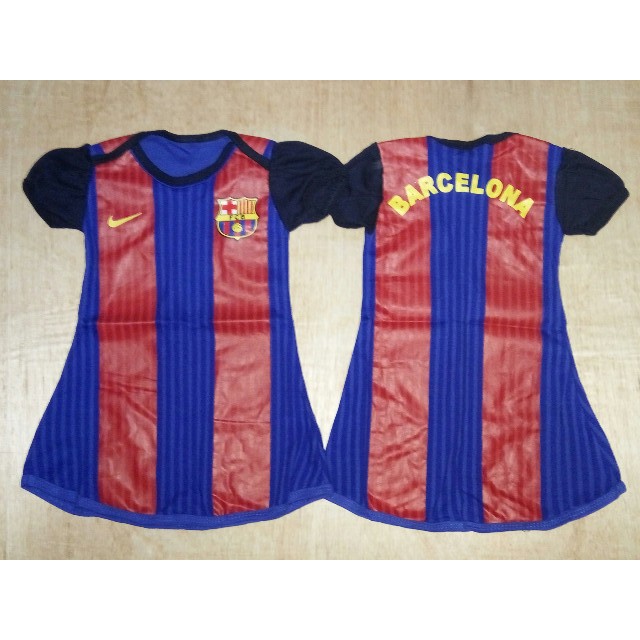 Dress Baju Bola Bayi Jersey Anak Perempuan - Barcelona Home