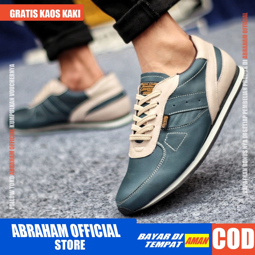 ABRHM JELAL Sepatu Casual Sneakers Pria Sepatu Pria Casual Sneaker Kulit Asli Sepatu Cowok/Cowo Ori Sepatu Kasual Semi Formal Kerja Running Kuliah Gaya Santai Keren Kekinian Original Murah Terlaris