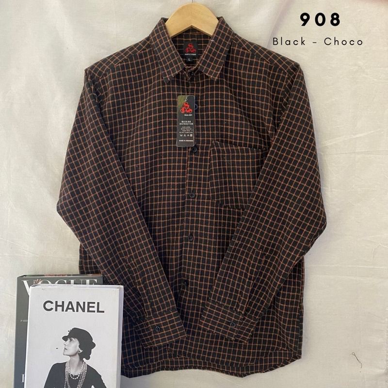 Kemeja Flanel Unisex Cowok Cewek keren oversize