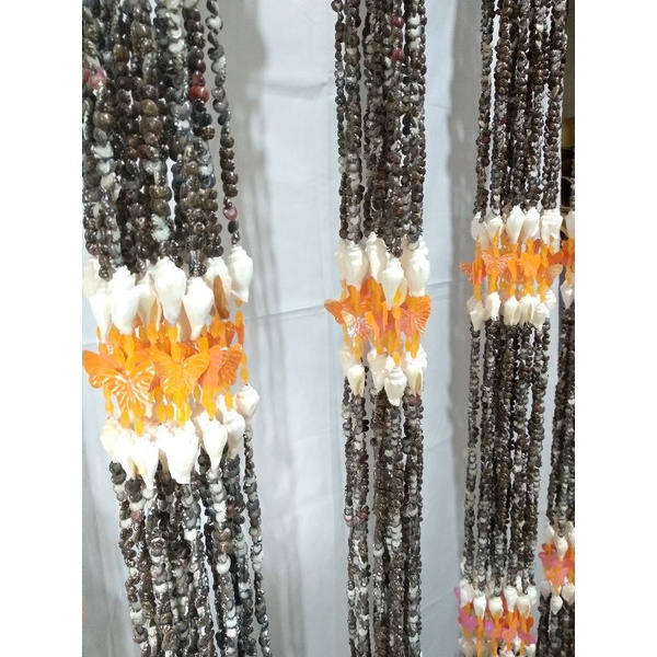 Tirai Jendela Korden Kerang Hitam Kombinasi Kupu-kupu Gorden Pembatas Ruangan Pintu Korden Aesthetic