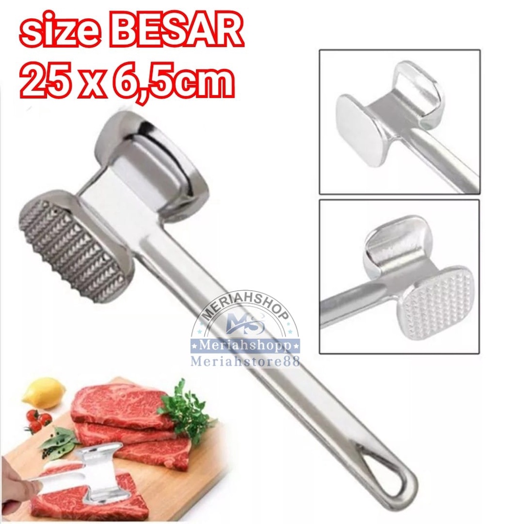 Palu Daging Aluminium (Besar & Medium) Penumbuk Pelunak Pemukul Daging / Steak