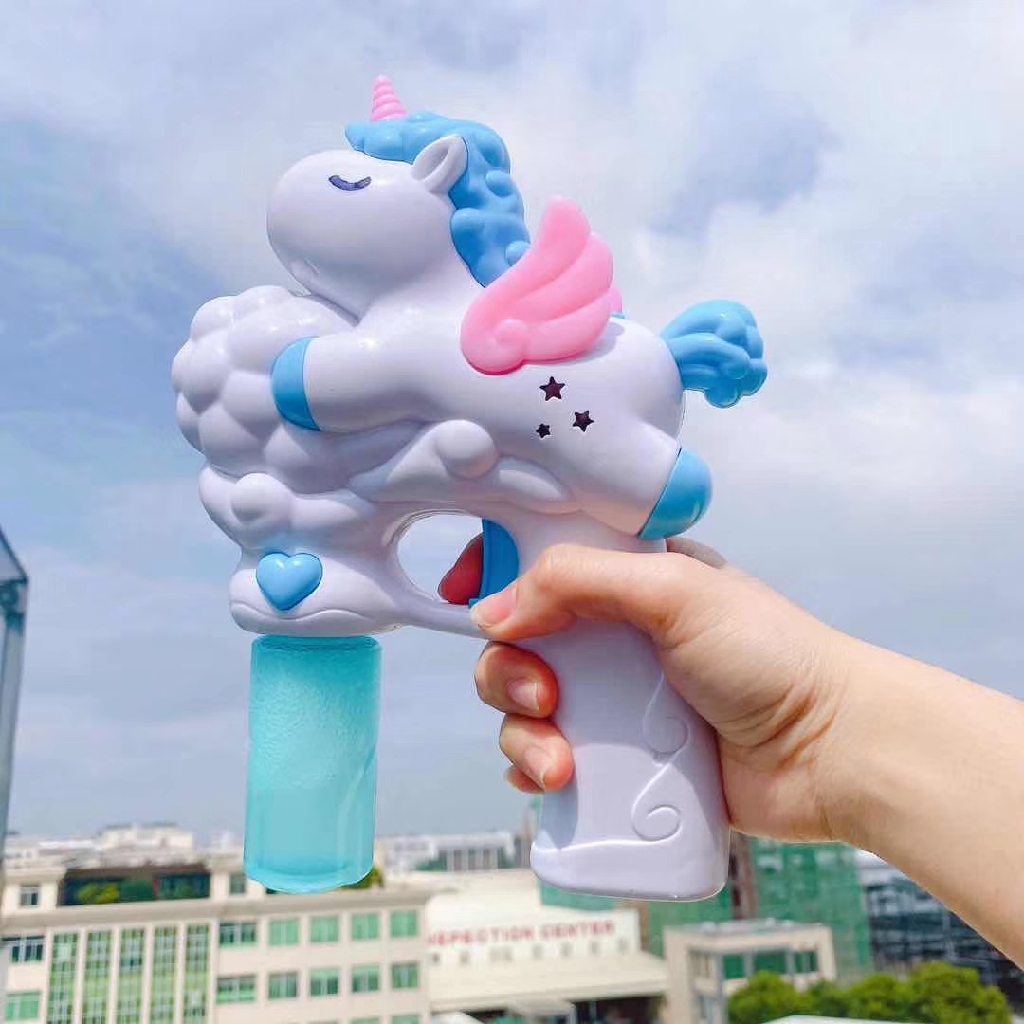MMTOYS CM-M13 Mainan Anak Bubble Gun Pistol Gun Balon Busa Kuda / Mainan Tembak Semprot Gelembung-UNICORN PUTIH