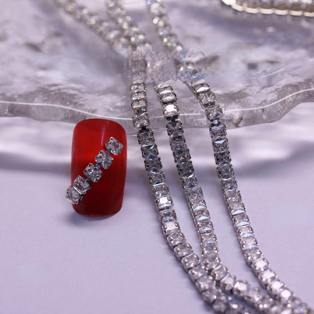 Agustina Kuku Zirkon Rantai Fashion Gadis Wanita Emas Perak Manikur Aksesoris DIY Perhiasan Nail Art Charms