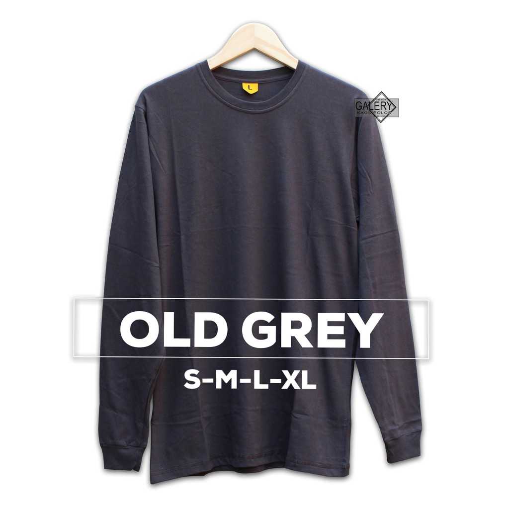 Kaos Polos Soft UNISEX Panjang Old Grey Baju  distro  oblong 