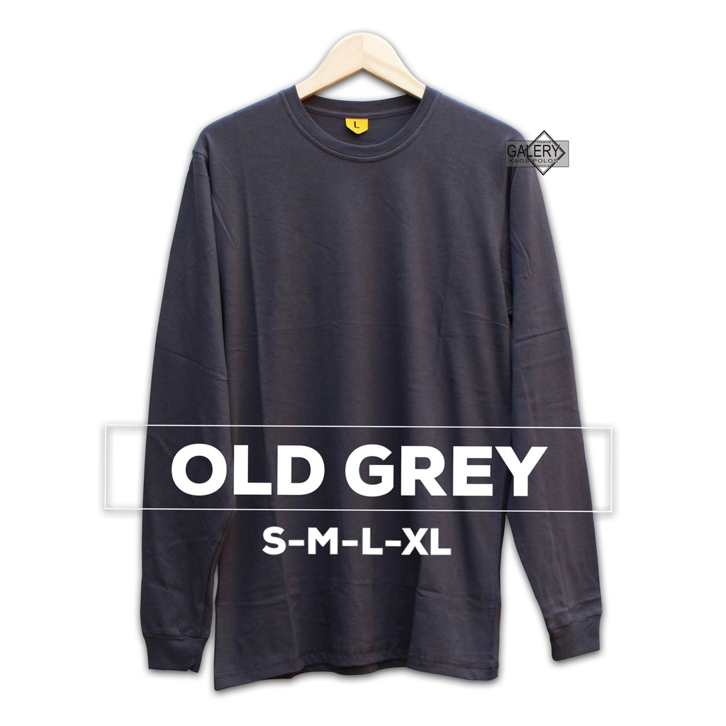 Kaos Polos Soft UNISEX Panjang Old Grey Baju distro oblong cewe cowok couple size S M L XL Termurah