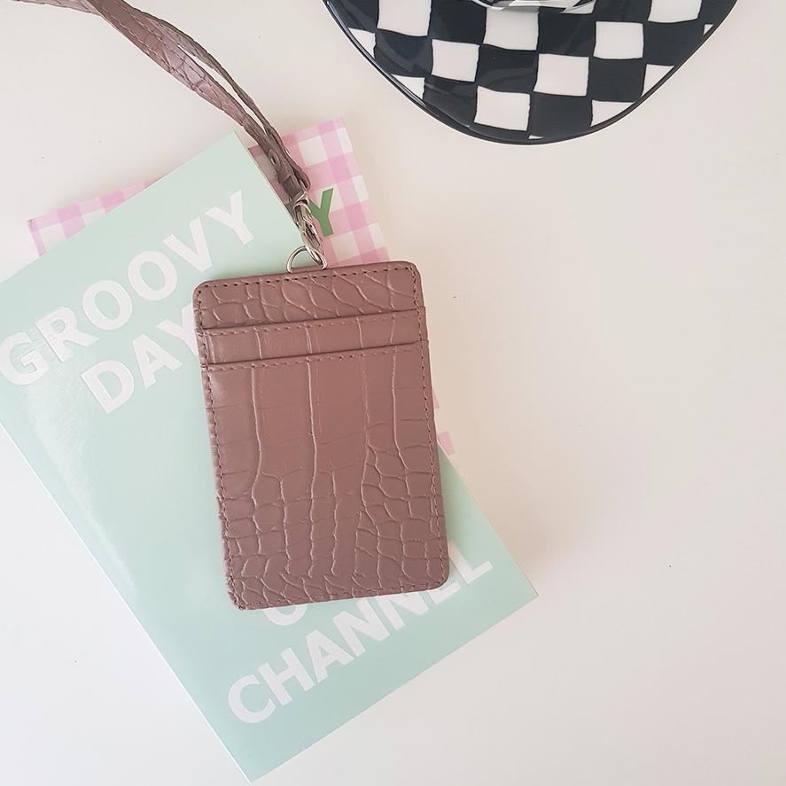 

Name Tag Croco ID Card Holder Croile Kulit Lanyard Kerja Ter PU Leather Lanyard NameTag ID Card Holder 시