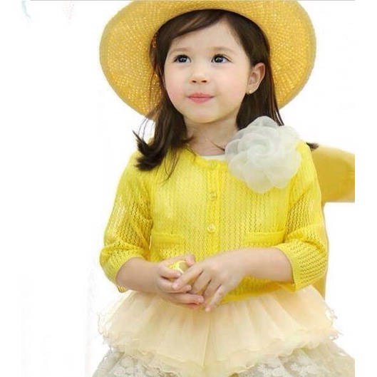 cardigan rajut tuttu anak perempuan import kuning cantik