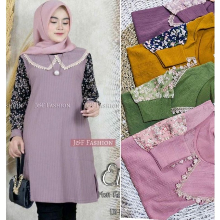 tunik rajut kerah mutiara