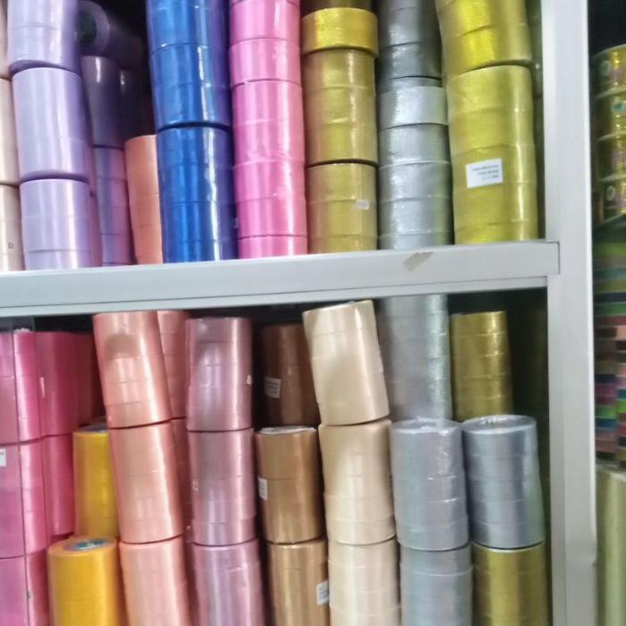 

D94❅ Pita satin murah 1 inch / pita satin warna bunga per roll TOP PRODUK