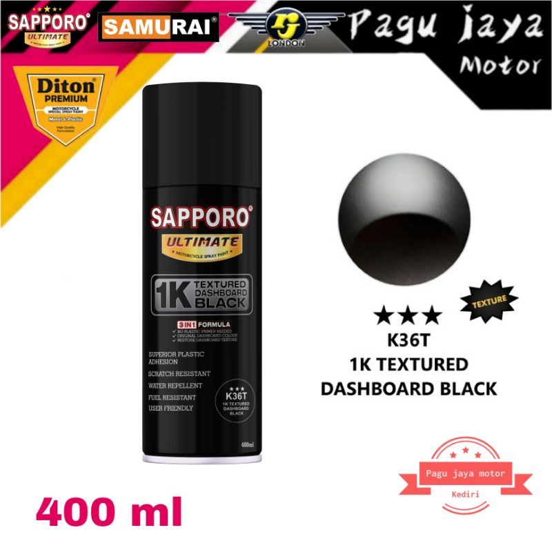 sapporo ultimate 1K TEXTURED TEXTURE TEKSTUR DASHBOARD BLACK HITAM K36T*** 400ml cat semprot spray paint